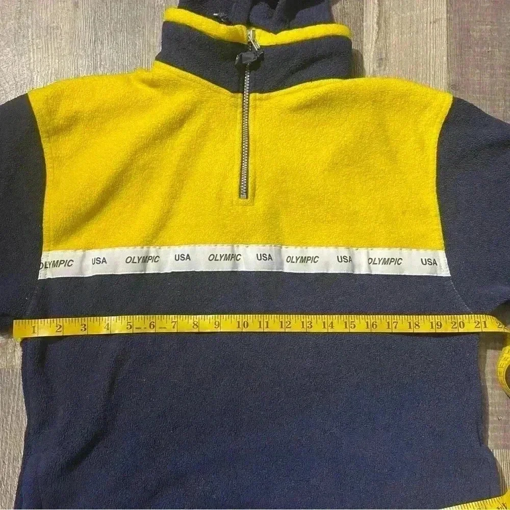 USA Olympic yellow and blue fleece pull over with hoodie Large - Picture 4 of 7